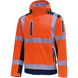 Triuso Arbeitsjacke Softshelljacke, VW177TO, Warnschutzjacke, signalorange, wasserdicht,Gr. XXL