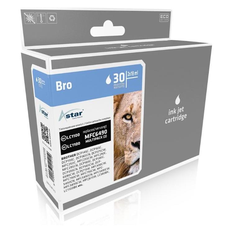 Astar 2er-Pack - Schwarz  - Tintenpatrone (BK) (AS42110)
