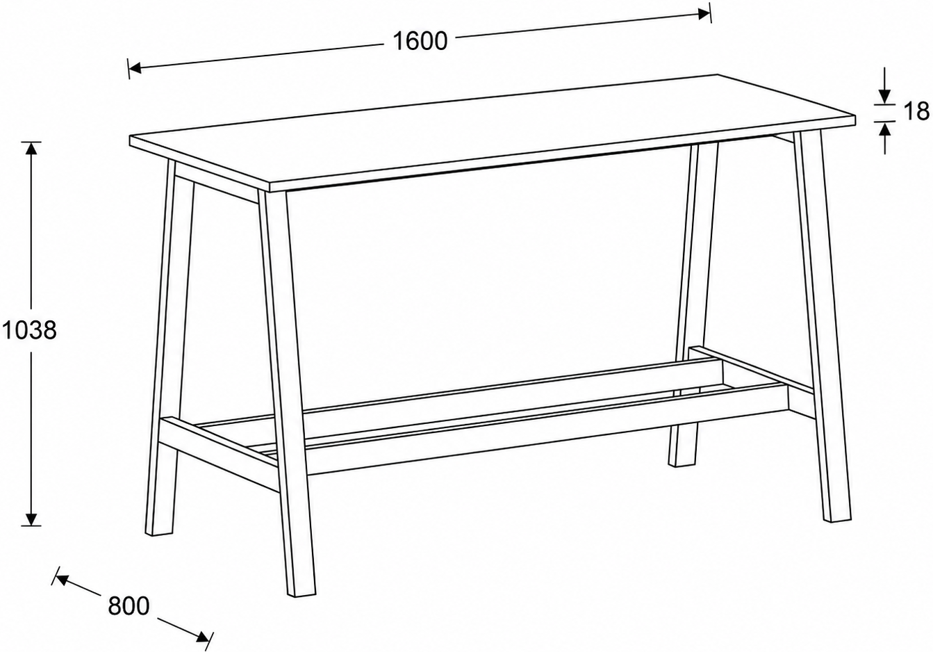 B2B Partner Wysoki stół barowy, 1600 x 800 mm, brzoza