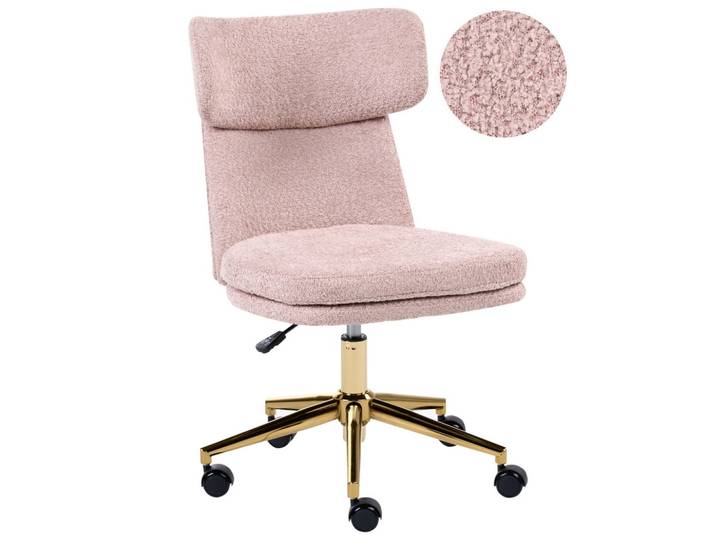 SCHREIBTISCHSTUHL Bouclé Pastellrosa Granby