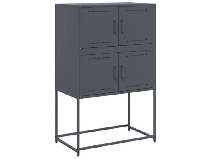 Roanoer Sideboard Anthrazit 68,5x38,5x107 cm Industrie Metallschrank Robuster Anrichteschrank aus Stahl im Industrie-Design mit 4 Fächern und Türen für Wohnzimmer und Schlafzimmer.