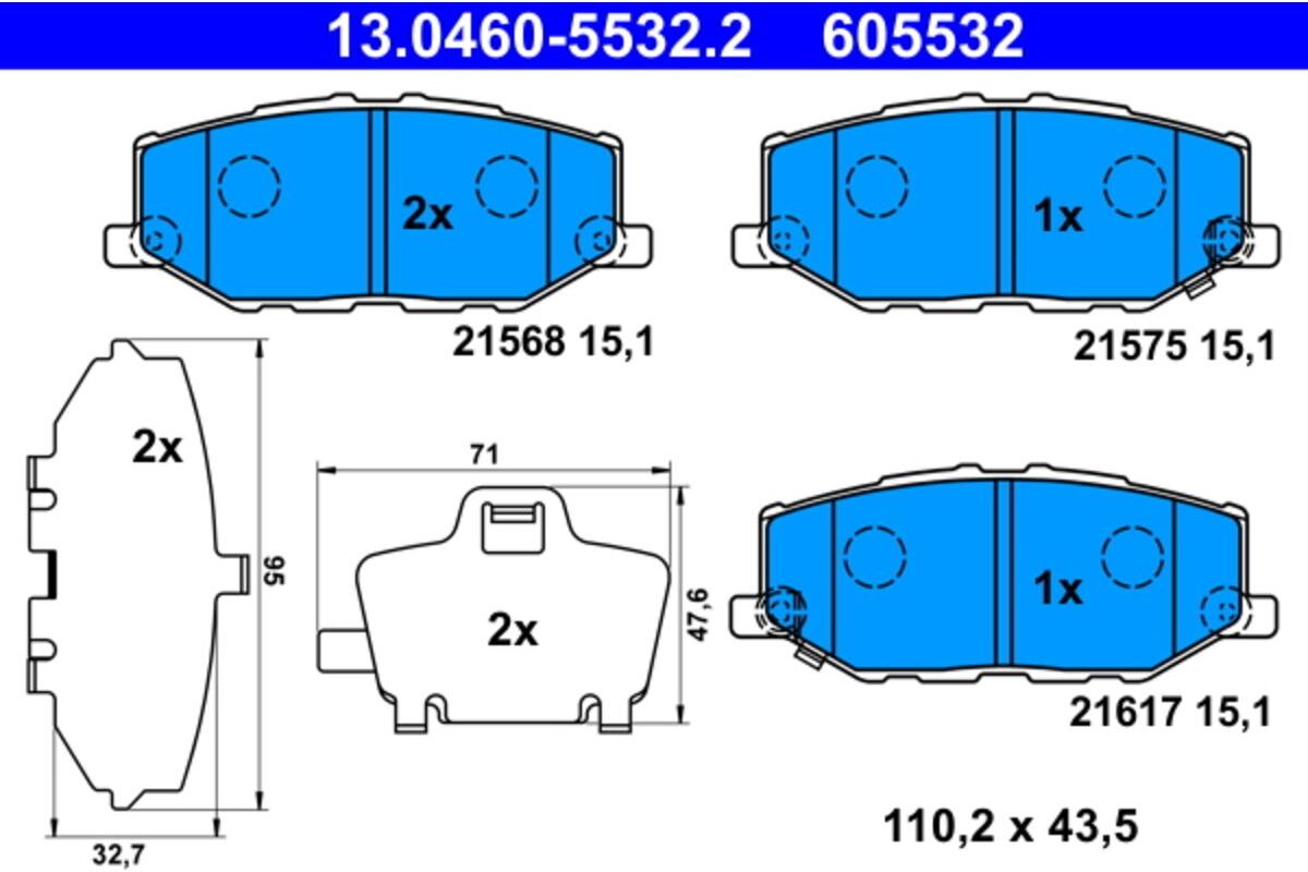 Ate Set di pastiglie freno 13.0460-5532.2