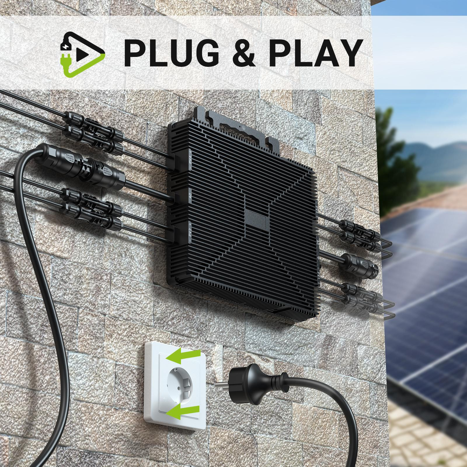 Selius Solar Micro-Omvormer 2000W met 5 meter kabel en 220-240V uitgangsspanning