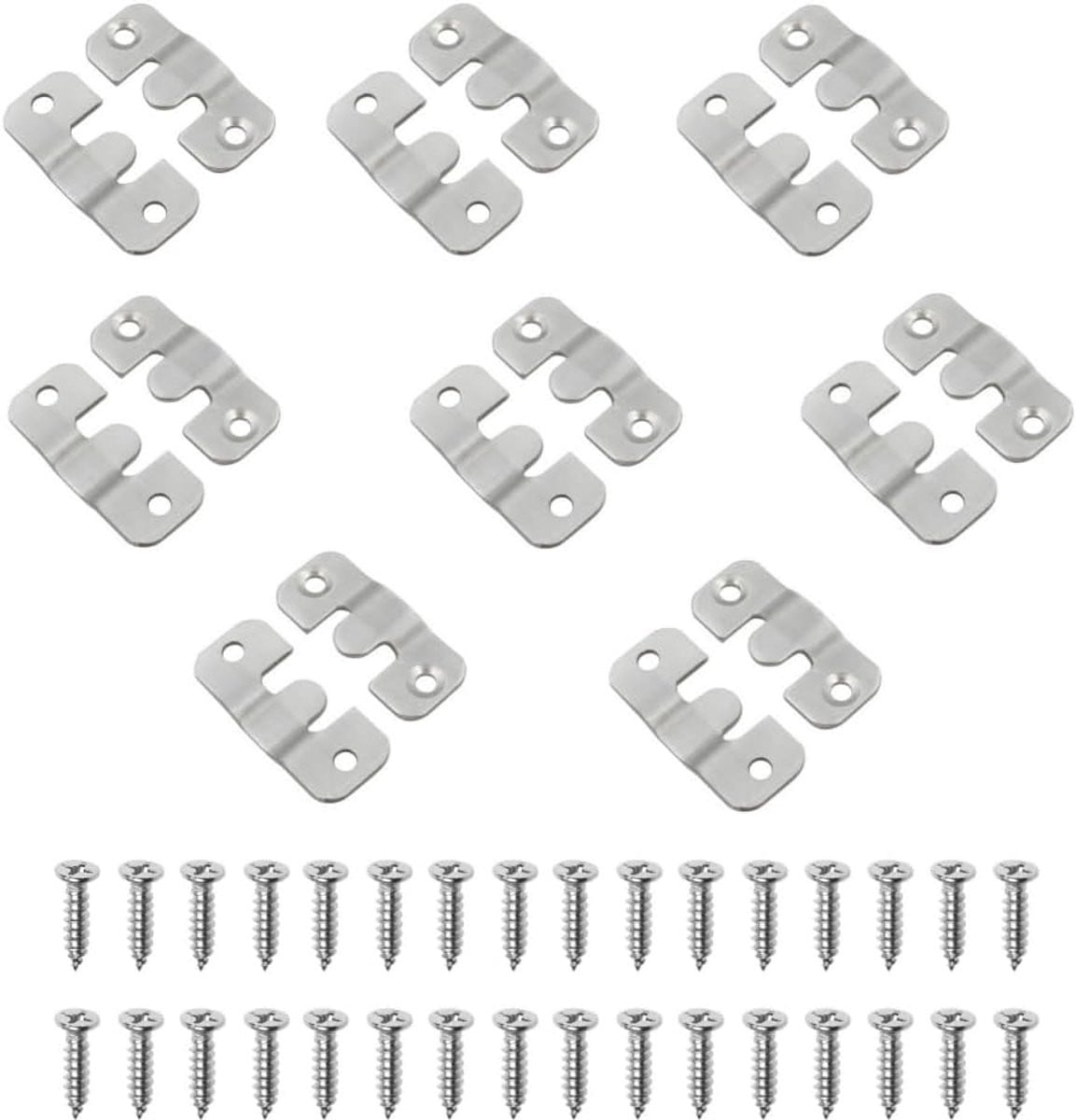 Inbouwbeugels Ophanghaken voor Meubels Koppelen - Roestvrij Staal - Zilver - 44 x 19 mm