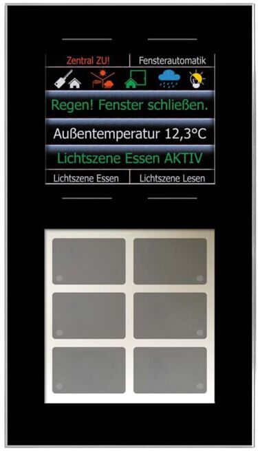 LCN Panneau à touches en verre GT10DB noir 10 touches 6 LED écran 2,8