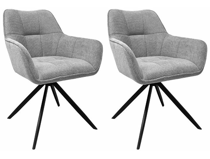 Esszimmerstuhl GOODPRODUCT Christoffer , hellgrau, schwarz, B:60cm H:85cm T:62cm, 100% Polyester, Stühle, Esszimmerstuhl, Webstoff Bezug, pulverbeschichtetes schwarzes Metallgestell