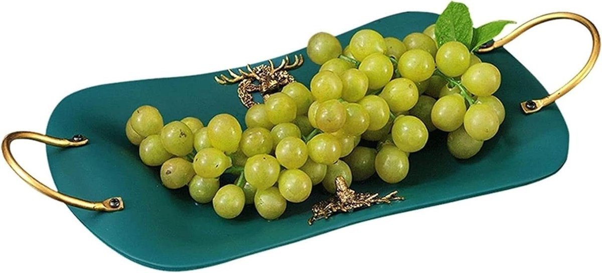Groene keramieken fruitschaal voor keukendecoratie - 37 cm