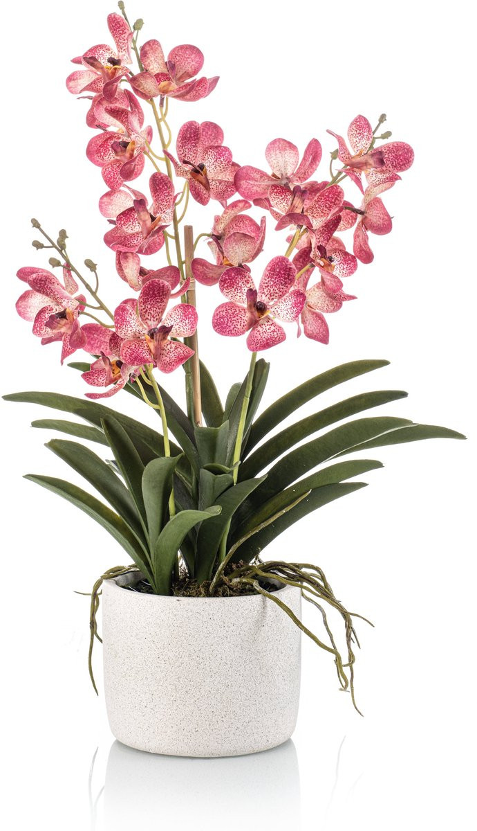 Emerald Kunstplant Vanda Orchidee in pot, Roze, 60 cm