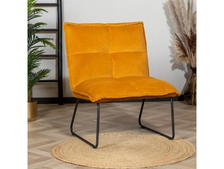 Fauteuil industriel jaune velours - Bronx71 - Malaga - Vintage - 1 place - Livré monté
