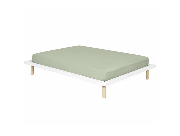Pack lit avec matelas bois massif blanc 120x200 cm