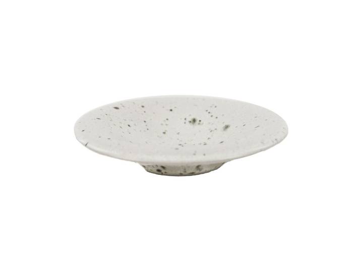 Assiette en grès blanc, ronde, émaillée, effet moucheté - Pomax,