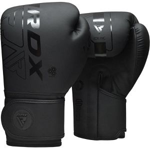 RDX-Sports Boxhandschuhe F6, schwarz, für Erwachsene, Trainingshandschuhe aus Kunstleder, mit Klettverschluss, 12oz