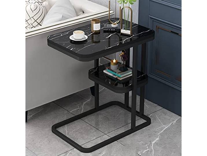 Runde Tische， Kleiner schlanker Beistelltisch for kleine Räume(Black,A)