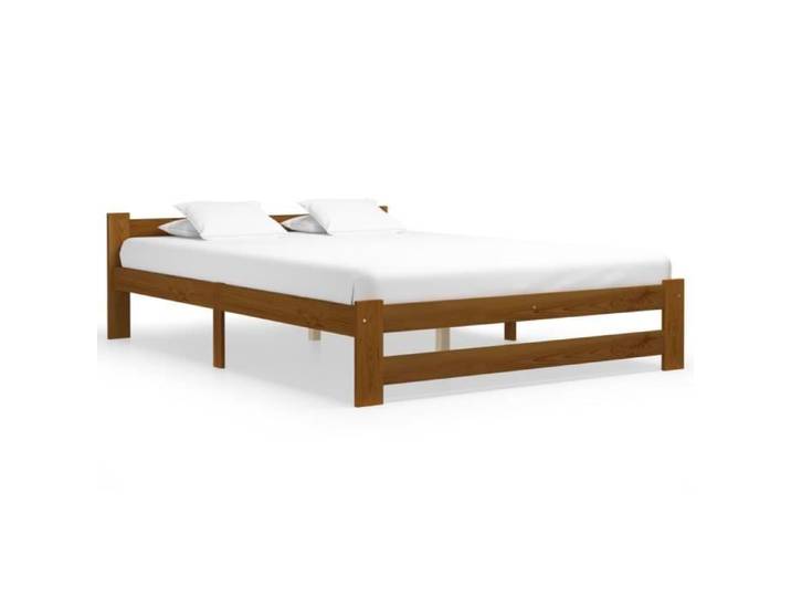 Structure de lit en bois massif STAR - Contemporian - Marron miel - 160x200 cm