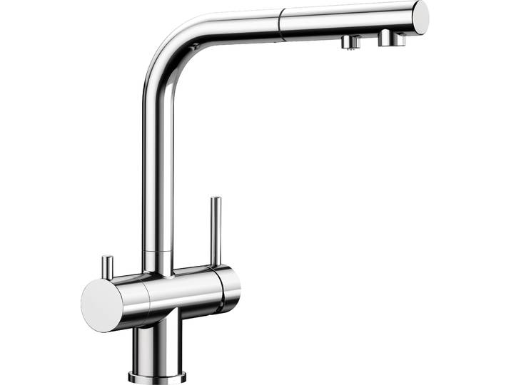 Küchenarmatur BLANCO FONTAS-S II , silber (chromfarben), B:26,4cm H:30,6cm T:16,6cm, Messing, Armaturen, Küchenarmatur, gefiltertes und ungefiltertes Wasser aus einem herausziehbaren Auslauf