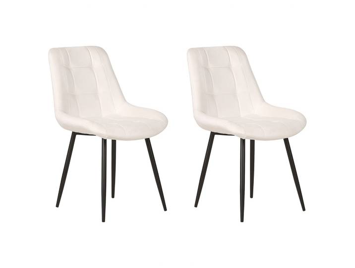 STUHL 2er-Set Samtstoff cremeweiß Melrose
