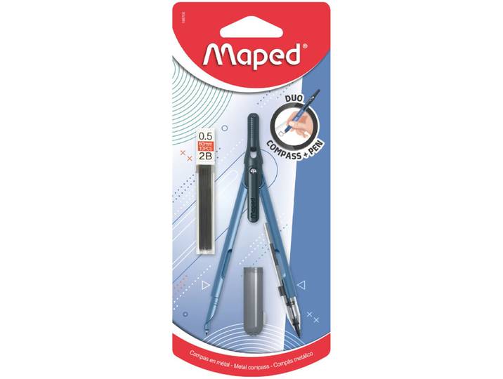 Maped Compas Crayon Mine Automatique Capuchon de Protection 3 Couleurs