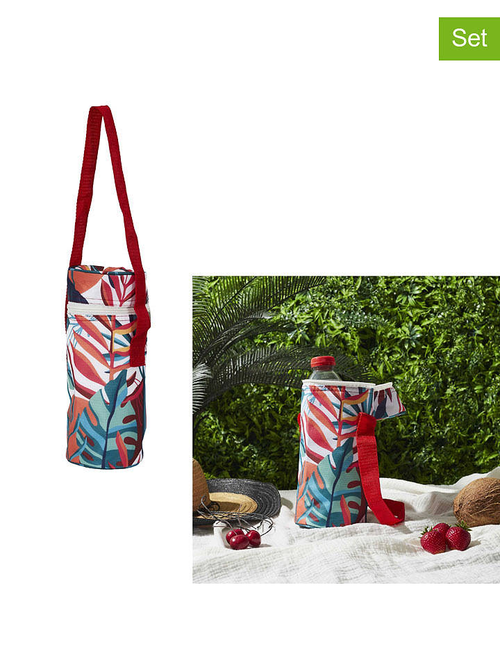 Summer Time 2er-Set: Flaschentaschen in Rot/ Blau - 1,5 l - onesize