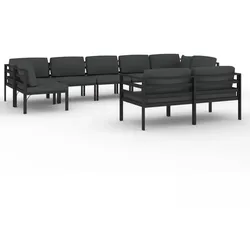 Helloshop26 - Gartenmöbel-Set 9-teilig mit Kissen anthrazitfarbenes Aluminium 02_0017893