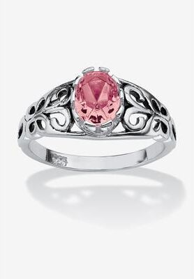Sterling Silver Swirl Simulated Birthstone Ring by PalmBeach Jewelry in October (Size 10)