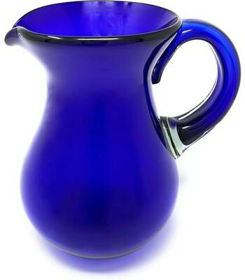 Dos Sueños Dos Suenos Mexican Hand Blown Glass Pitcher - Cobalt - Juice, Margaritas, Water, Lemonade (84 oz)