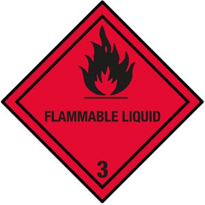 Boxlab Gefahrgutaufkleber Gefahrzettel, Klasse 3, Flammable Liquid,100 x 100 mm, 100 Stück