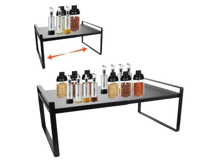 Etagere Cuisine Extensible 35 À 65 Cm - Noir - Étagère Cuisine Plan De Travail - Etagere Cuisine Étagère À Épic DESSERTE DE CUISINE