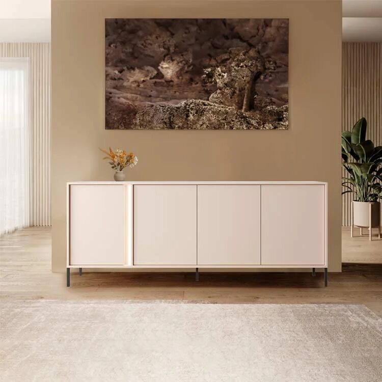 garneroarredamenti Madia 203x82h cm 4 ante moderna beige Melly