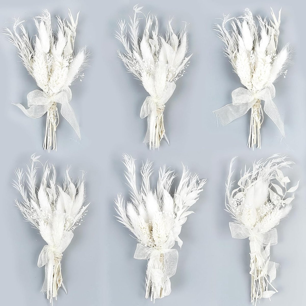 Set van 6 mini bloemenboeketten met gedroogde wilde bloemen voor bruiloftdecoratie en DIY fotoprops
