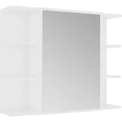 vidaXL Bad-Spiegelschrank Weiß 80x20,5x64 cm Holzwerkstoff
