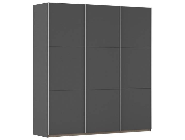 Rauch Möbel Schwebetürenschrank, Grau, 3 Fächer, 196x210x59 cm, in verschiedenen Größen erhältlich, Schlafzimmer, Kleiderschränke, Schwebetürenschränke