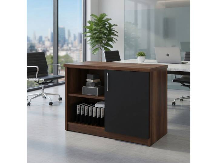 Xlmoebel Kommode Modernes Holzsideboard mit Tür und offenem Fach für das Büro (Einzelartikel), Made in Europa