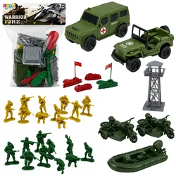 Militärset Soldaten Fahrzeuge Militärbasis Turm Figuren 46-teilig.