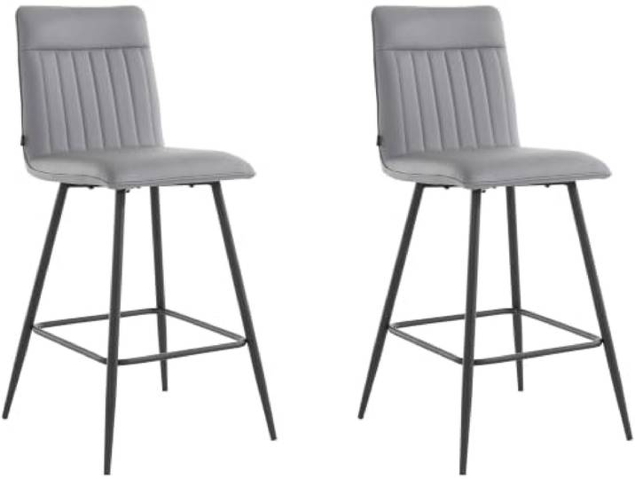 Zeta Barhocker gepolstert 2er Set in PU, grau