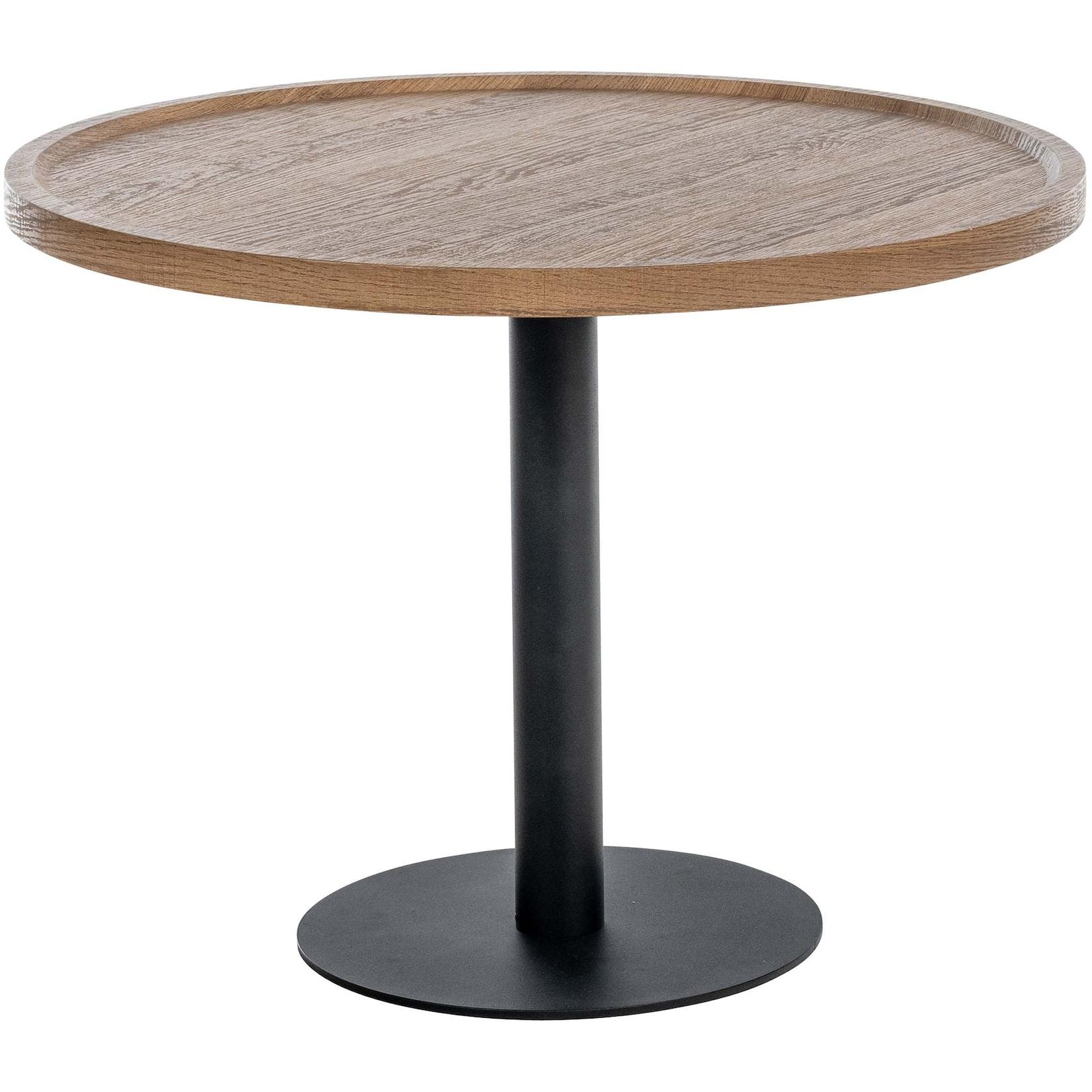 CLP Beistelltisch Aspen I Couchtisch mit runder Tischplatte aus Holz I Wohnzimmertisch mit matt-schwarzem Metallgestell