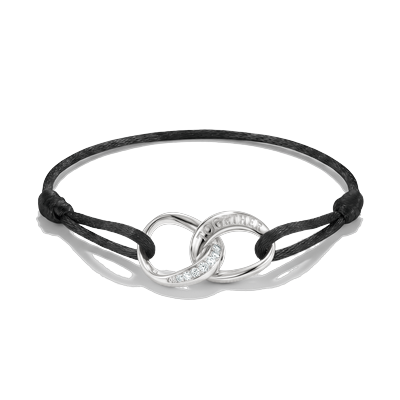 Armband THOMAS SABO "Together Textilarmband" Gr. 24, schwarz (silberfarben, schwarz, kristallweiß, kristallweiß), Armbänder, Damen, 24, Silber 925 (recycelt) Textil, Silber 925 (recycelt), Textil, Armband, mit Zirkonia (synth.)