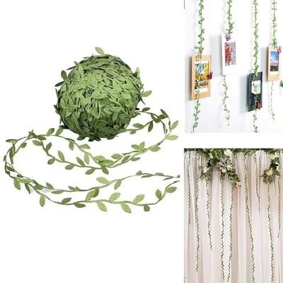 Uplift Essentials Artificial Green Leaf Ribbon String Trim Versatile Ivy Garland For Wedding Decor, DIY Wreaths & Gift Wrapping green 32.8 Ft (10 M)