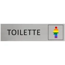 CombiCraft Aluminium Türschild Toilette Unisex Regenbogen 165x45mm mit 3M-Tape