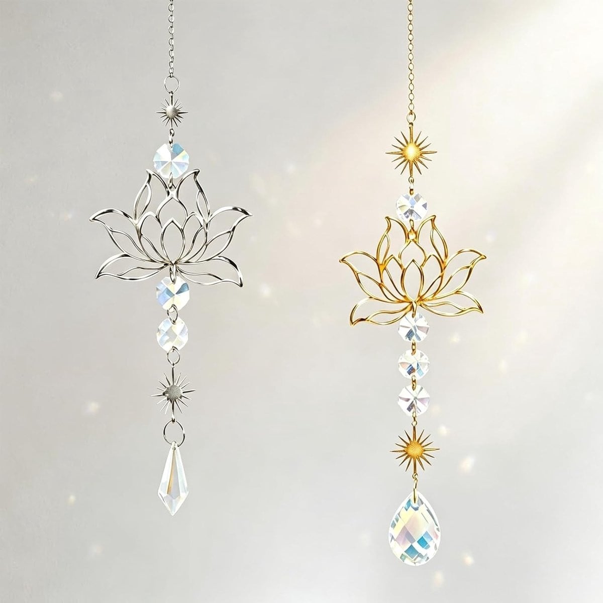 Lotus bloemen kristallen prisma zonvanger voor ramen en boho decoratie