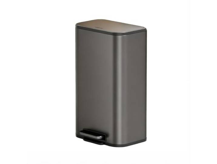 SilkRZlsss Mülleimer Küche, Gunmetal Edelstahl Mit Soft-Close Tretmülleimer Mit Soft-Close-Deckel, Mülleimer Bad Mit 90° Offenhaltefunktion(20L)
