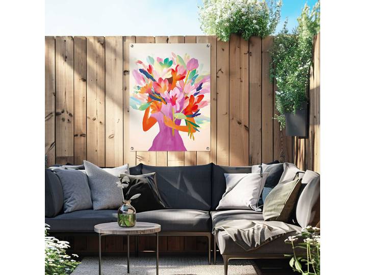 Outdoor-Poster Blumenmädchen Polyester Multicolor 60 x 80 x 0cm