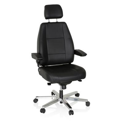 Arbeitsstuhl / Chefsessel 24 HOURS Leder schwarz hjh OFFICE