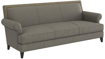 Juliana Leather Sofa - Sage Leather, Sage Flannel - Ballard Designs