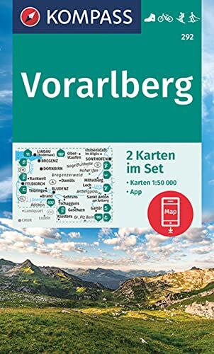 KOMPASS-Karten GmbH - KOMPASS Wanderkarte 292 Vorarlberg 1:50000 (2 Karten im Set): inklusive Karte zur offline Verwendung in der KOMPASS-App. Fahrradfahren. Skitouren. Langlaufen. (KOMPASS-Wanderkarten, Band 292) - Preis vom 14.10.2026 23:07:16 h