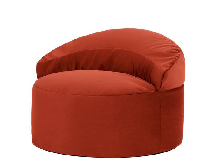 Pouf fauteuil d’appoint décoratif en velours terracotta