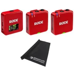 RØDE Mikrofon-Funksystem Wireless GO Gen 3 Rot mit Tuch, Mikrofon