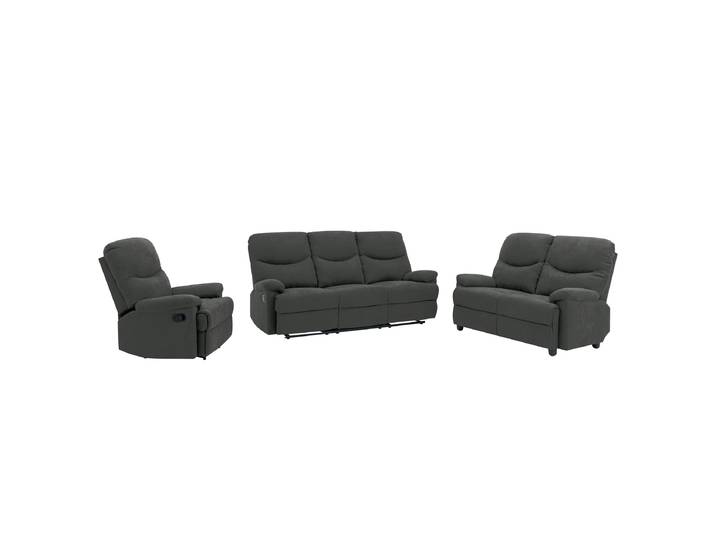 Polstergarnitur 3-2-1 Schwarz/Grau Microfaser Modern