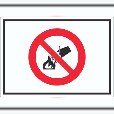 HB-Druck Mit Wasser löschen verboten Symbol Aufkleber A8 (52x74mm)
