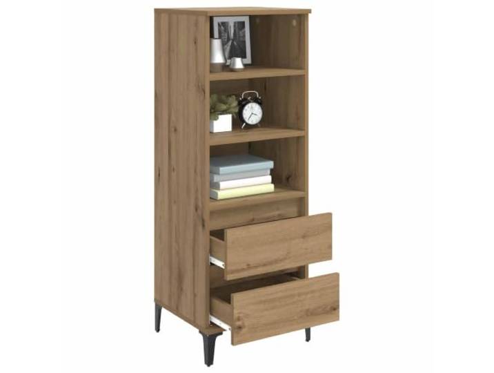 KTHLBRH Sideboard Eiche Handwerk 40 x 36 x 110 cm Technisches Holz, Metallfüße, 2 Schubladen, 2 Einlegeböden, moderner Stil