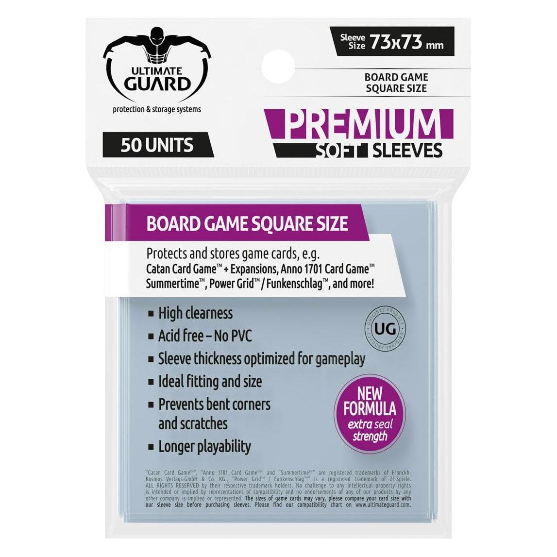 Ultimate Guard UGD010283 - Premium 50 Kartenhüllen für Brettspiel-Karten, quadratisch 73x73 mm (UGD010283)